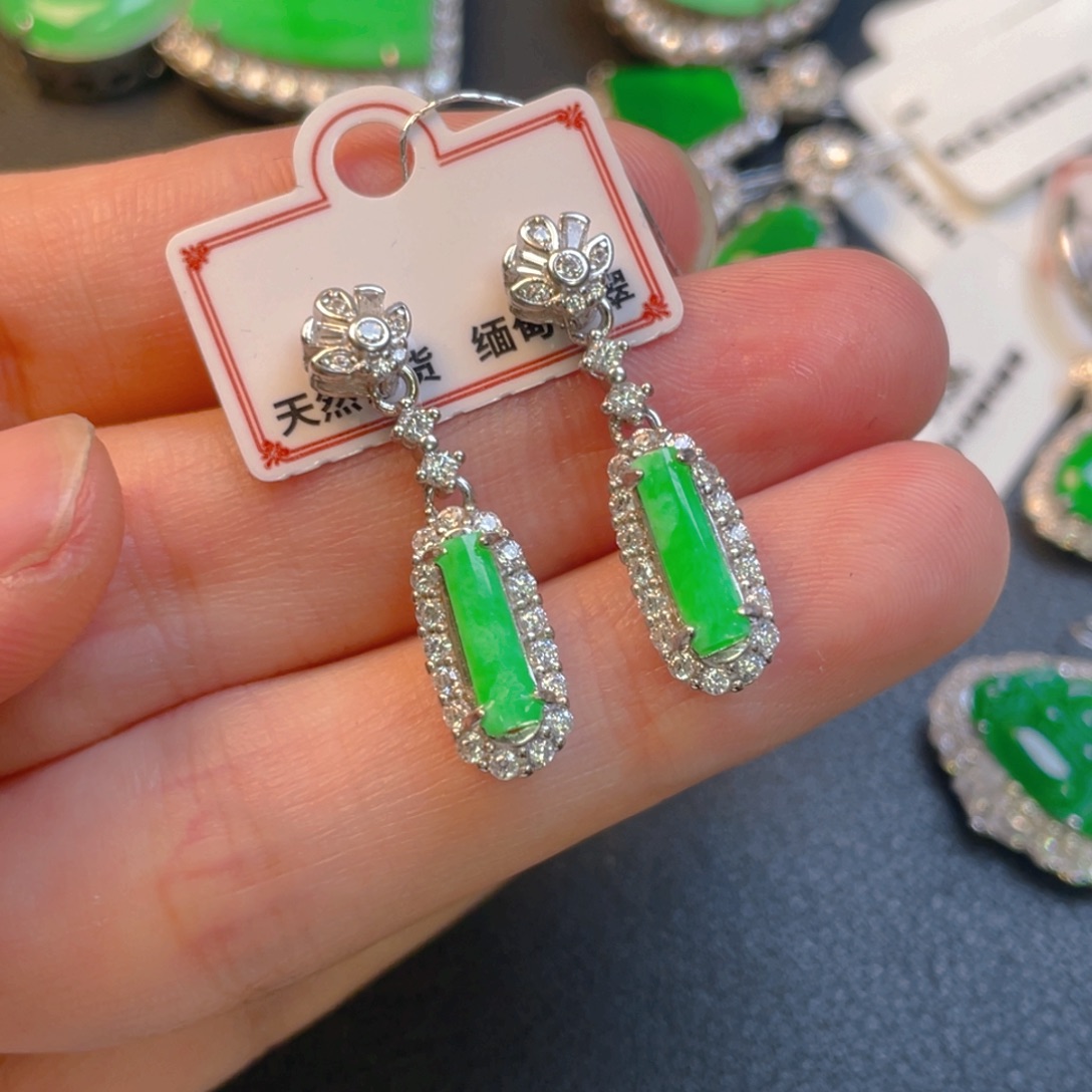 翡翠银S925镶嵌吊坠(不含链)耳坠