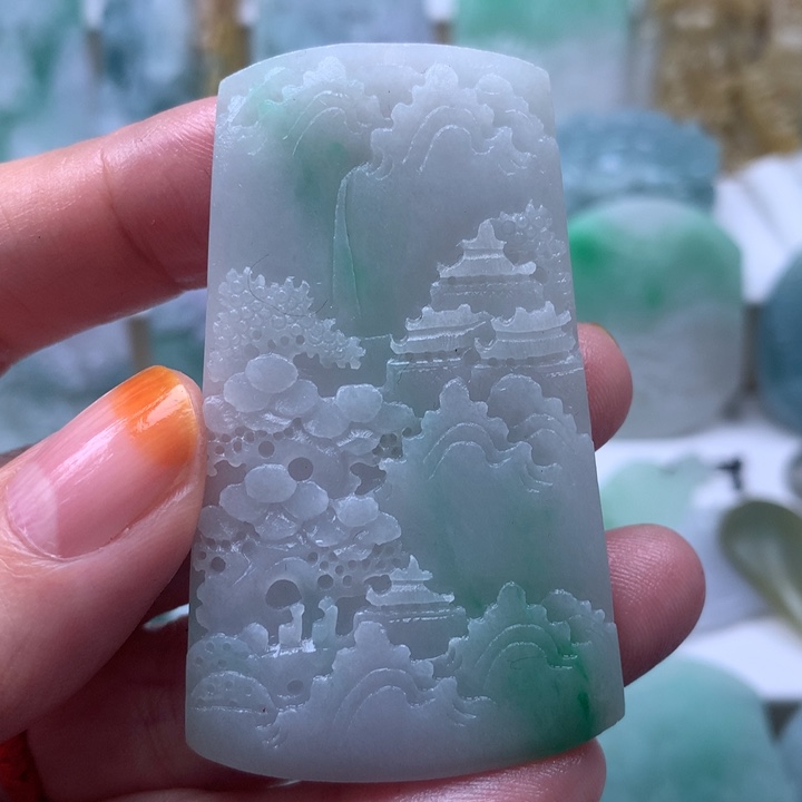 定制翡翠未镶嵌挂件山水挂件