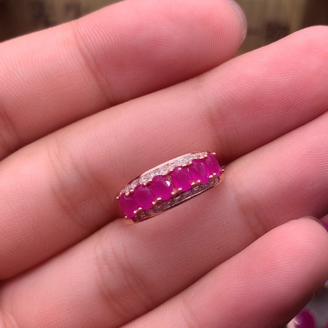 红宝石戒指银S925镶嵌