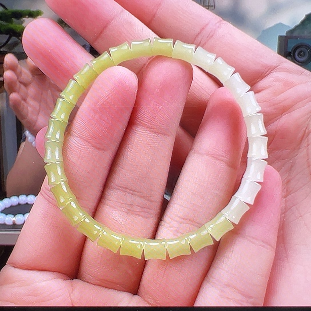 七***分和田玉未镶嵌手链卡6mm黄口