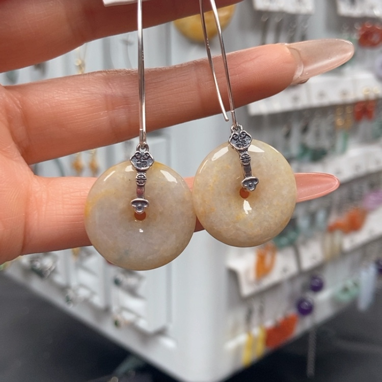 【闪购商品】翡翠耳饰银S925镶嵌优化