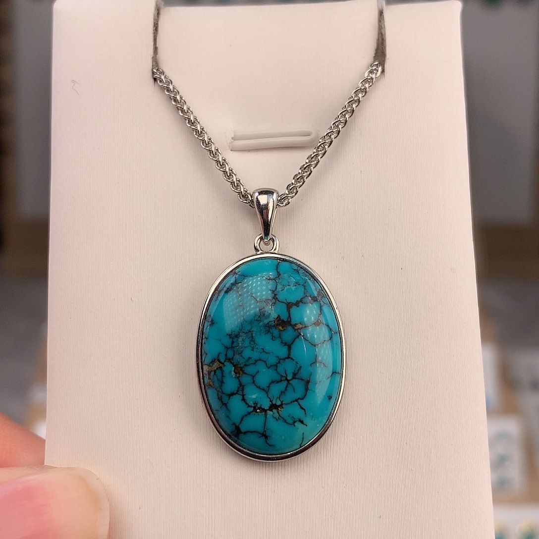 绿松石银S925镶嵌颈饰