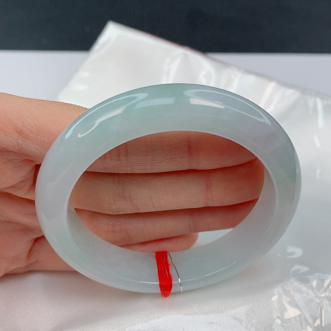 翡翠手镯未镶嵌54.2正圈小清新胶润