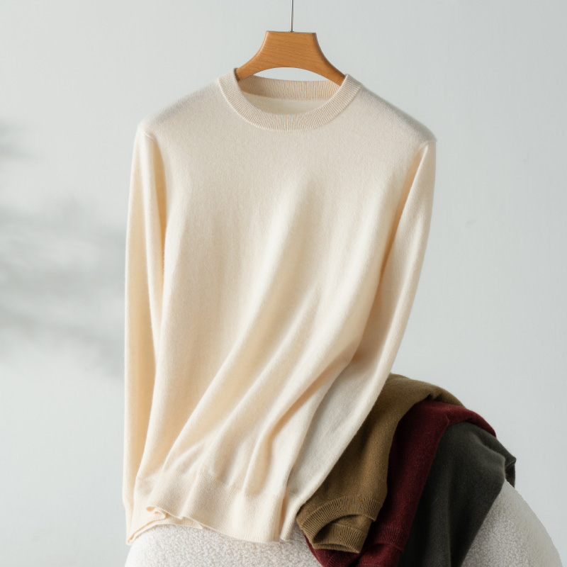 女士断码羊绒衫时尚潮牌时尚长袖针织休闲百搭纯色圆领简约秋冬