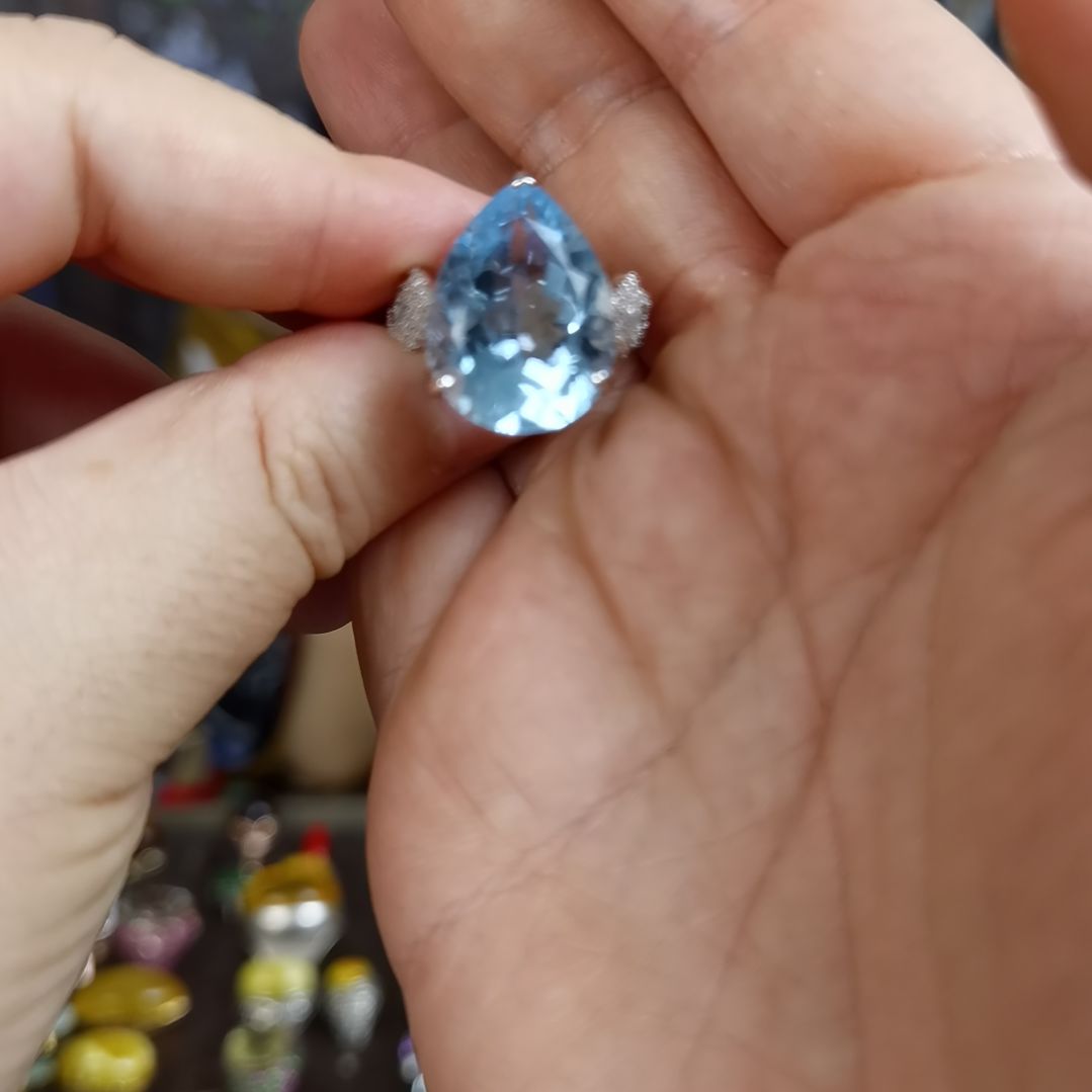 托帕石戒指银S925镶嵌多样性发货