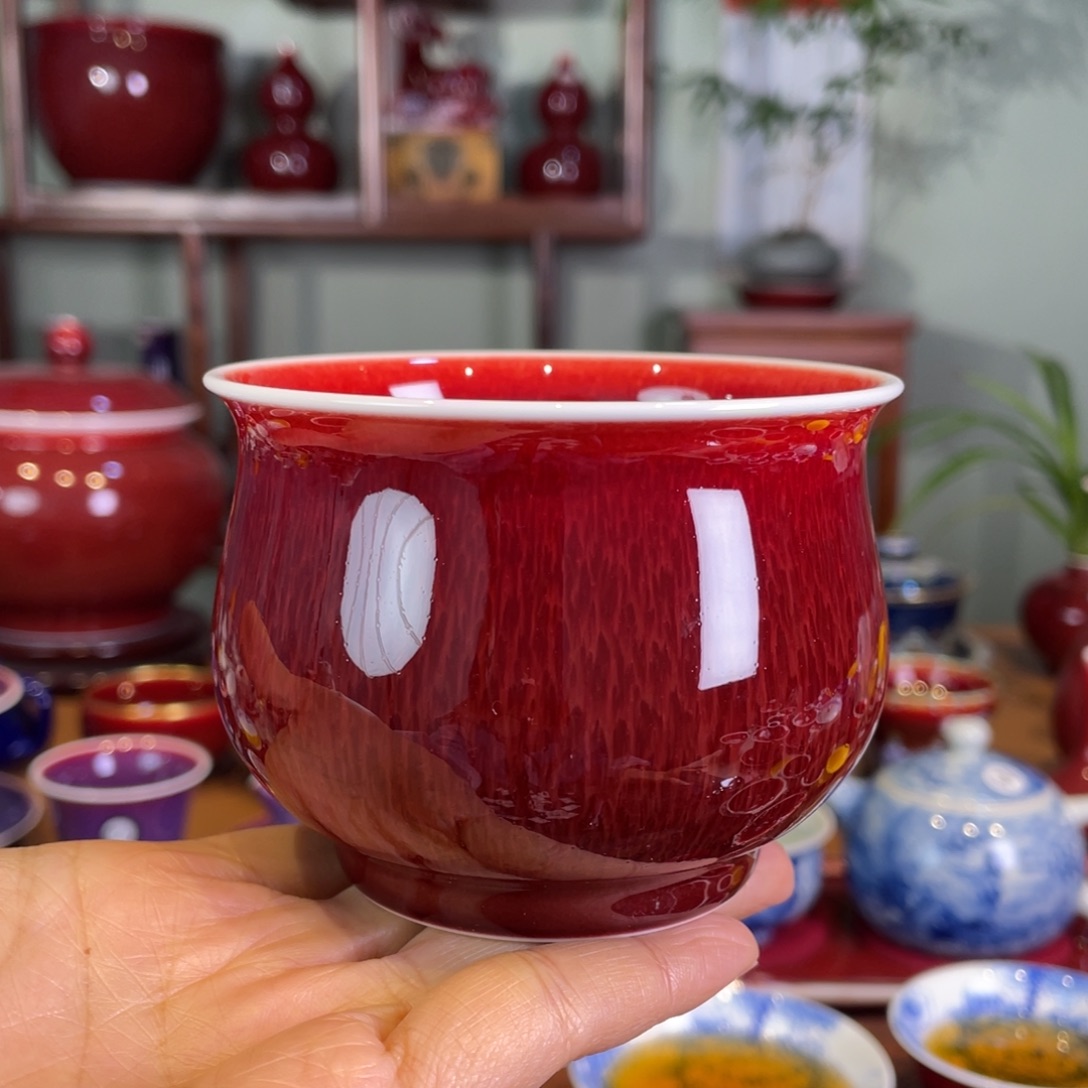 清欢雅玩原矿郎红大福桶杯