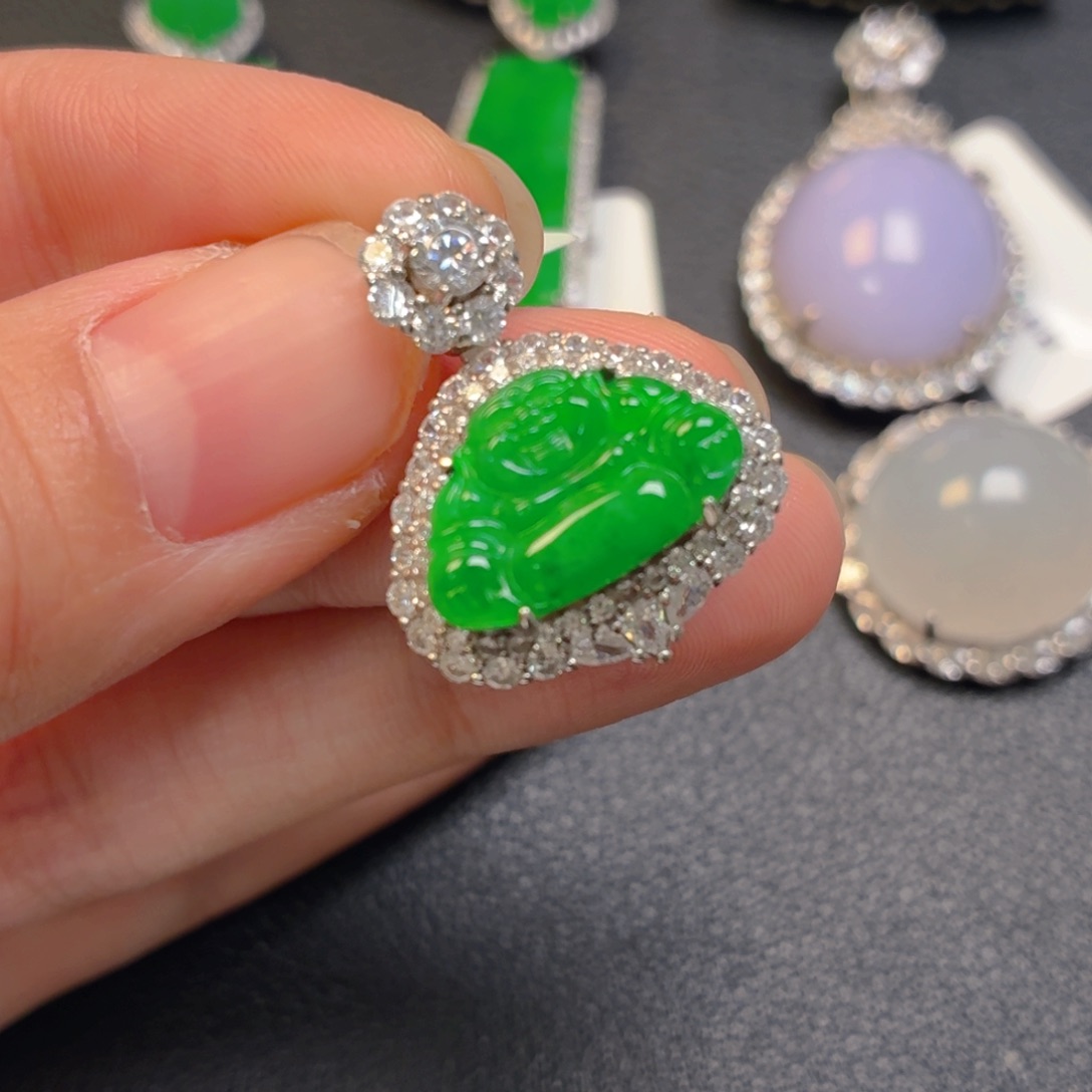 翡翠银S925镶嵌吊坠(不含链)