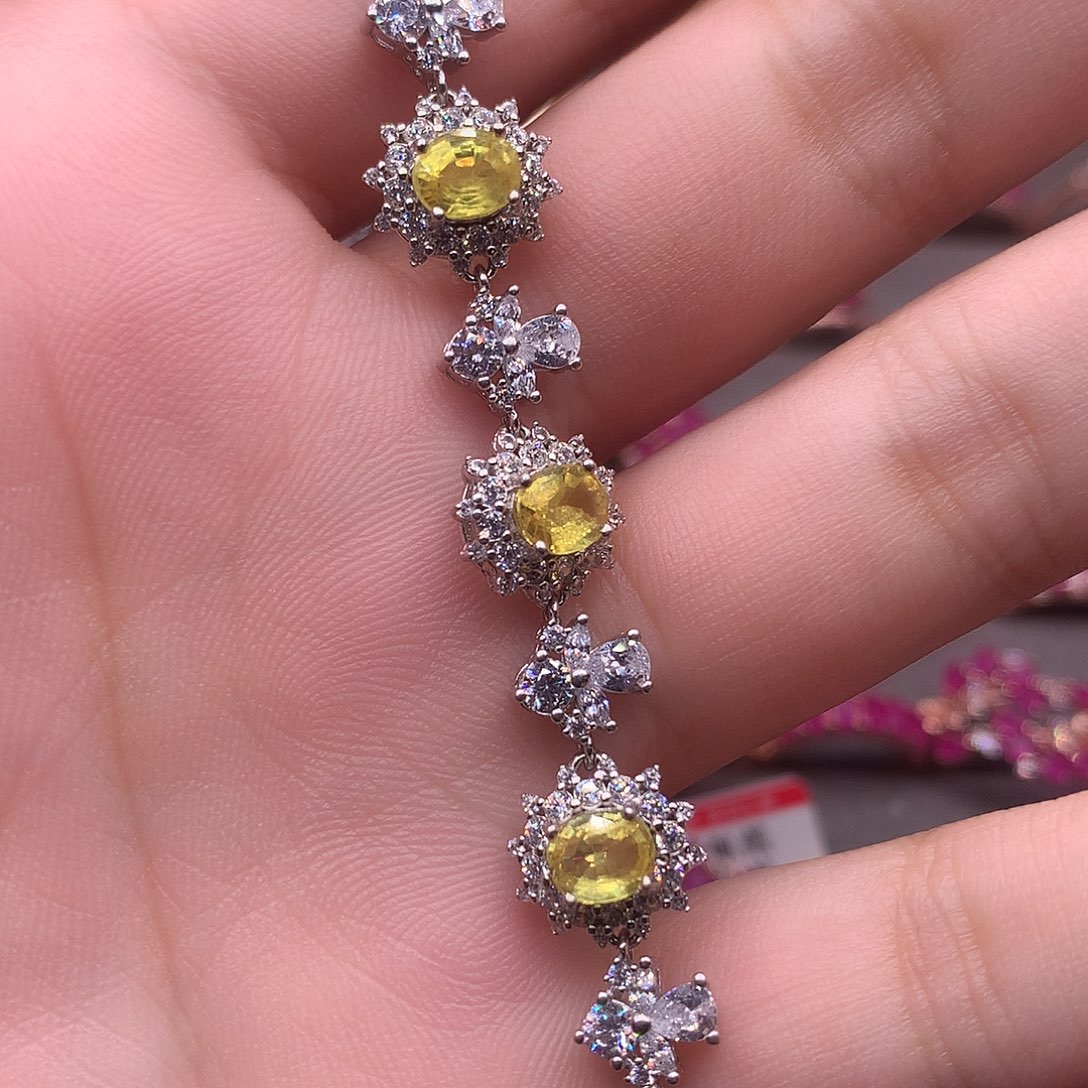 蓝宝石手链银S925镶嵌