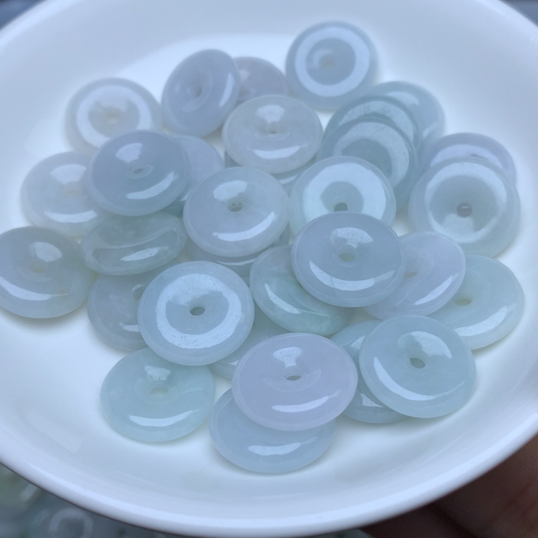 【闪购商品】翡翠手链未镶嵌卡15冰绿白平安扣10个