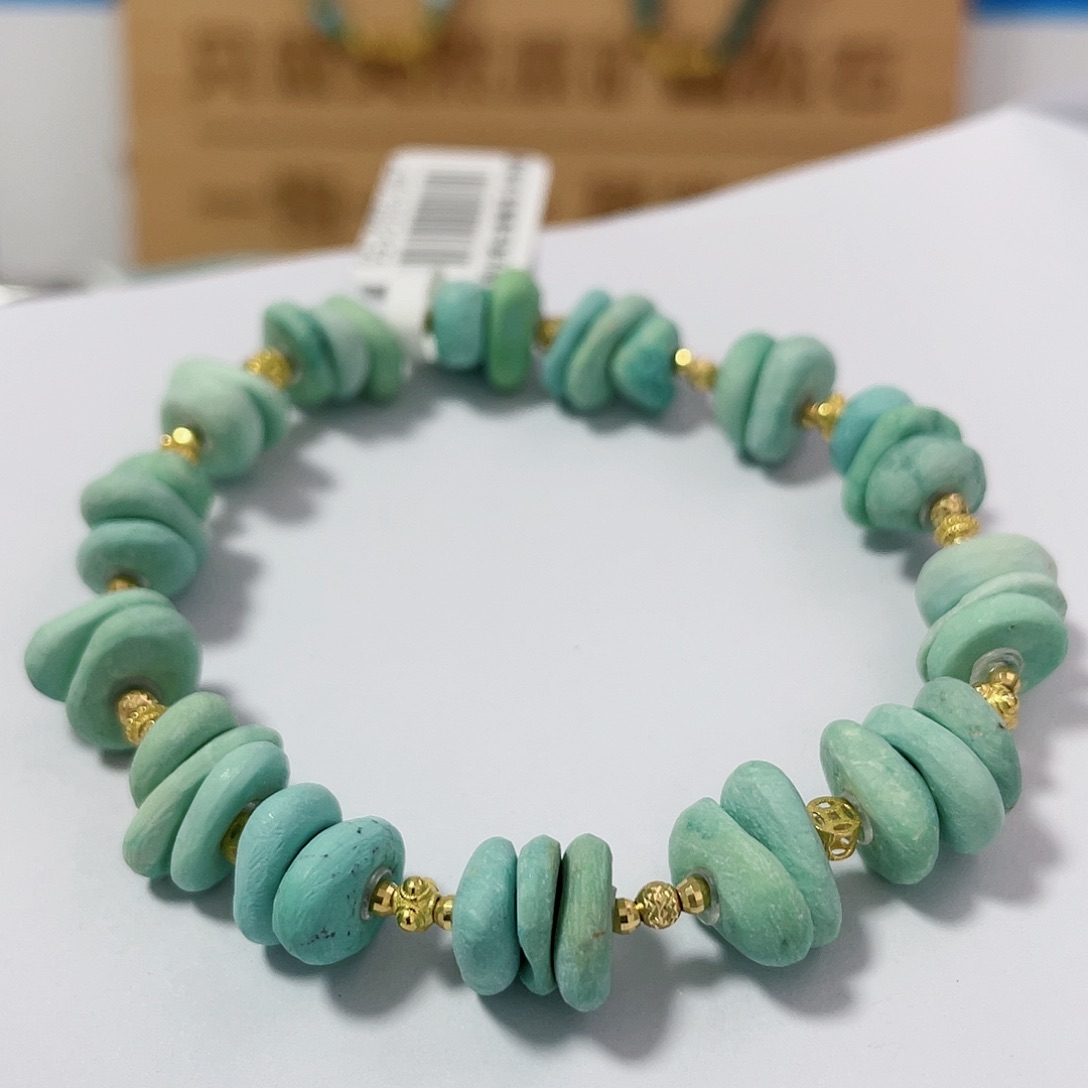 绿松石珠宝半成品18K金镶嵌