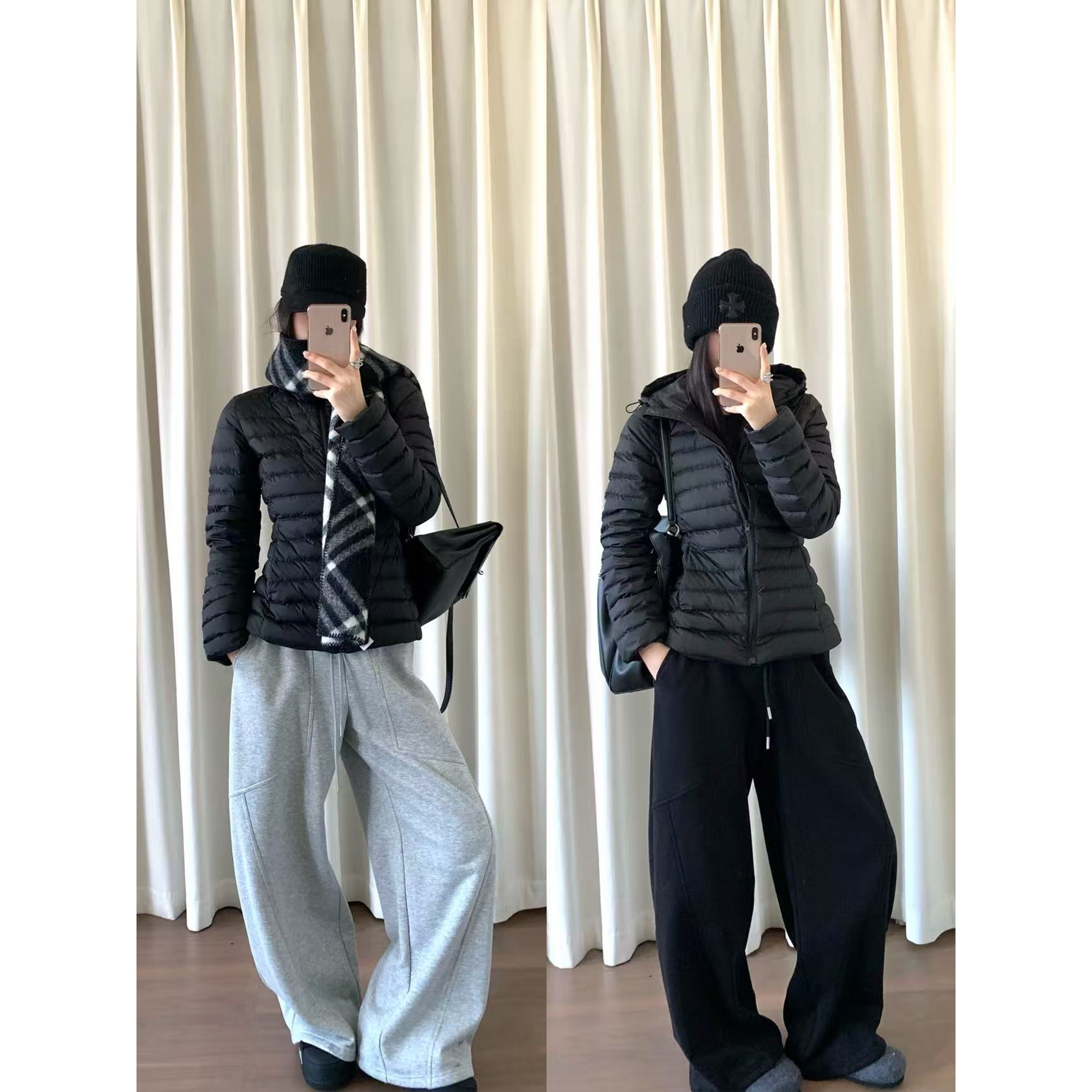 SUNONEONE【懒人神裤】冬季保暖分割抽绳松弛感阔腿卫裤女 D0448K