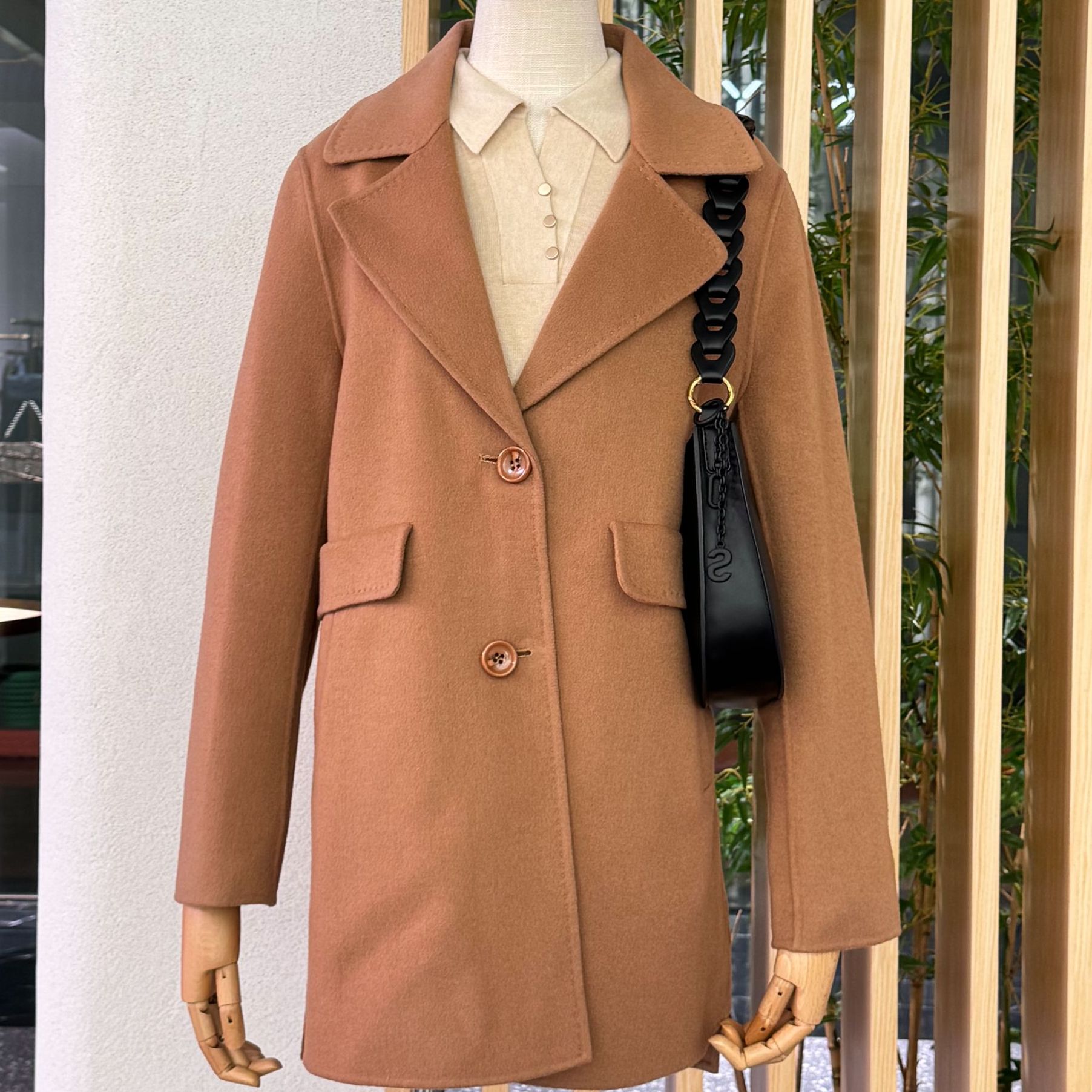 气质女装时尚大衣毛呢外套驼色大衣秋冬秋冬款新款外套