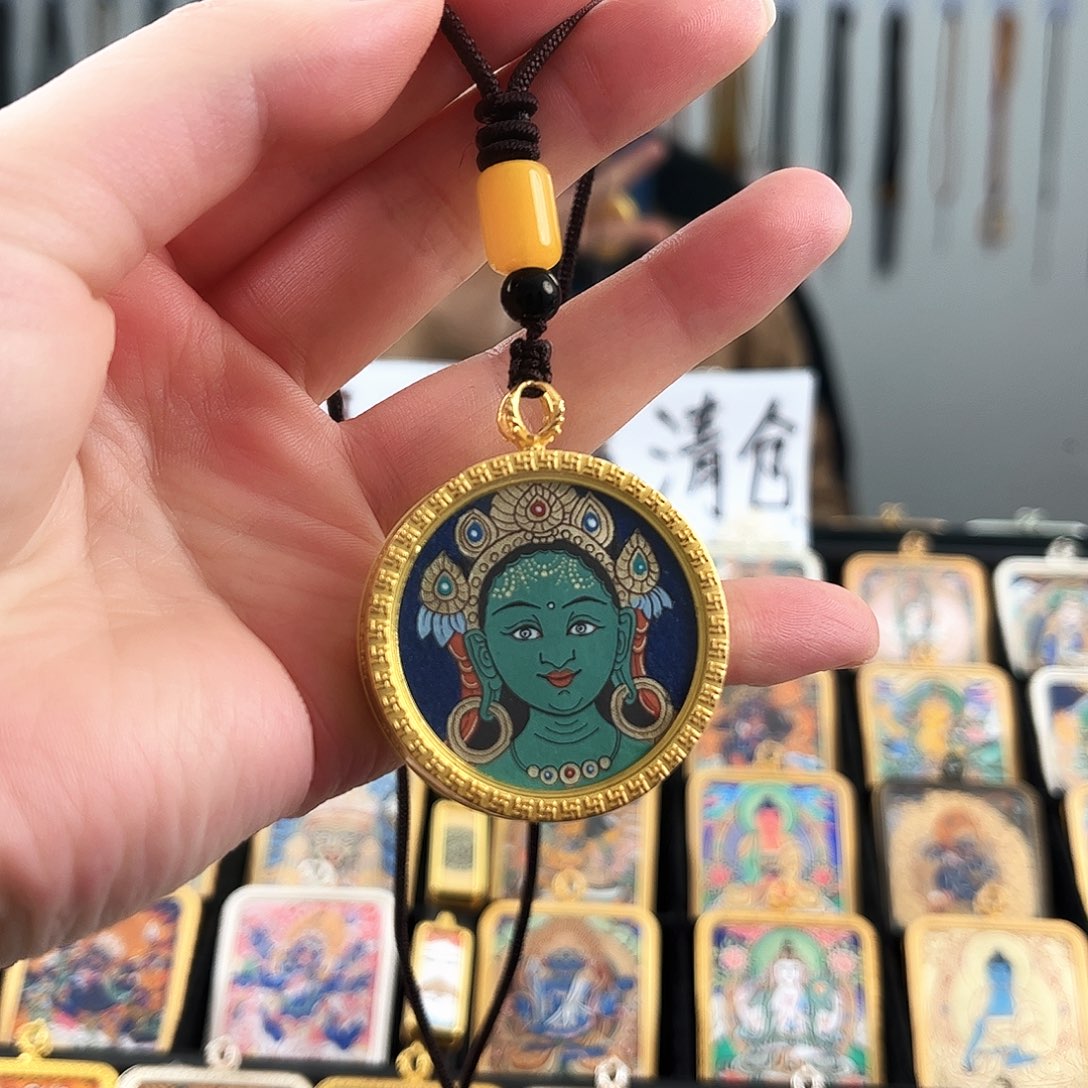 吊坠绿妈妈首 纯手绘放漏