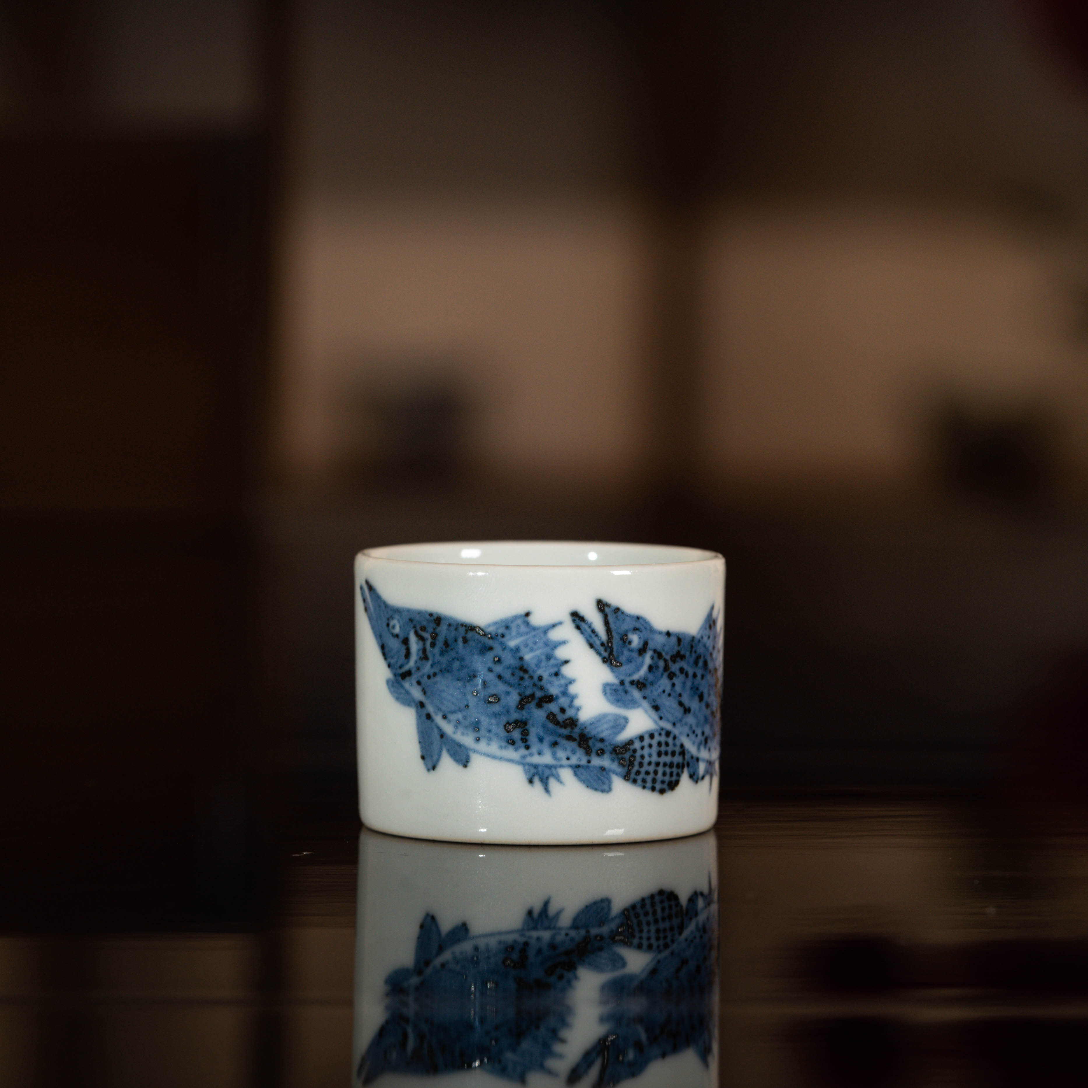 【搏泥幻化】双鱼直口杯 瓷器茶周边