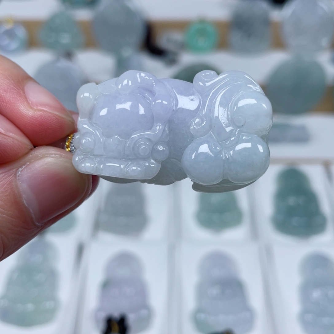 翡翠颈饰未镶嵌天然翡翠A货貔貅F1