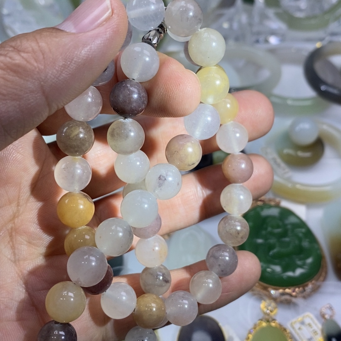 石英质玉（黄龙玉）合金手链手串