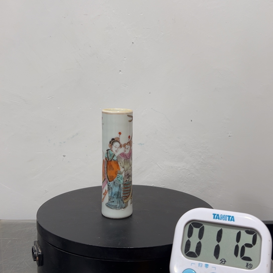 C***默陶粉彩貂蝉吕布香筒全品