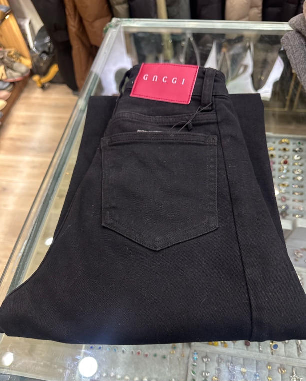 Lagang 显瘦高腰阔腿牛仔裤