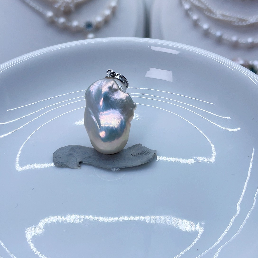 颈饰银S925镶嵌淡水珍珠橘***子