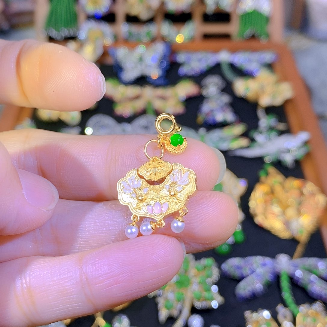 吊坠(不含链)银S925镶嵌翡翠