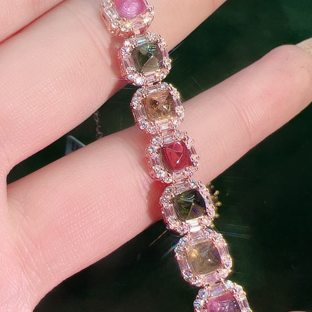 碧玺碧玺手链银S925镶嵌