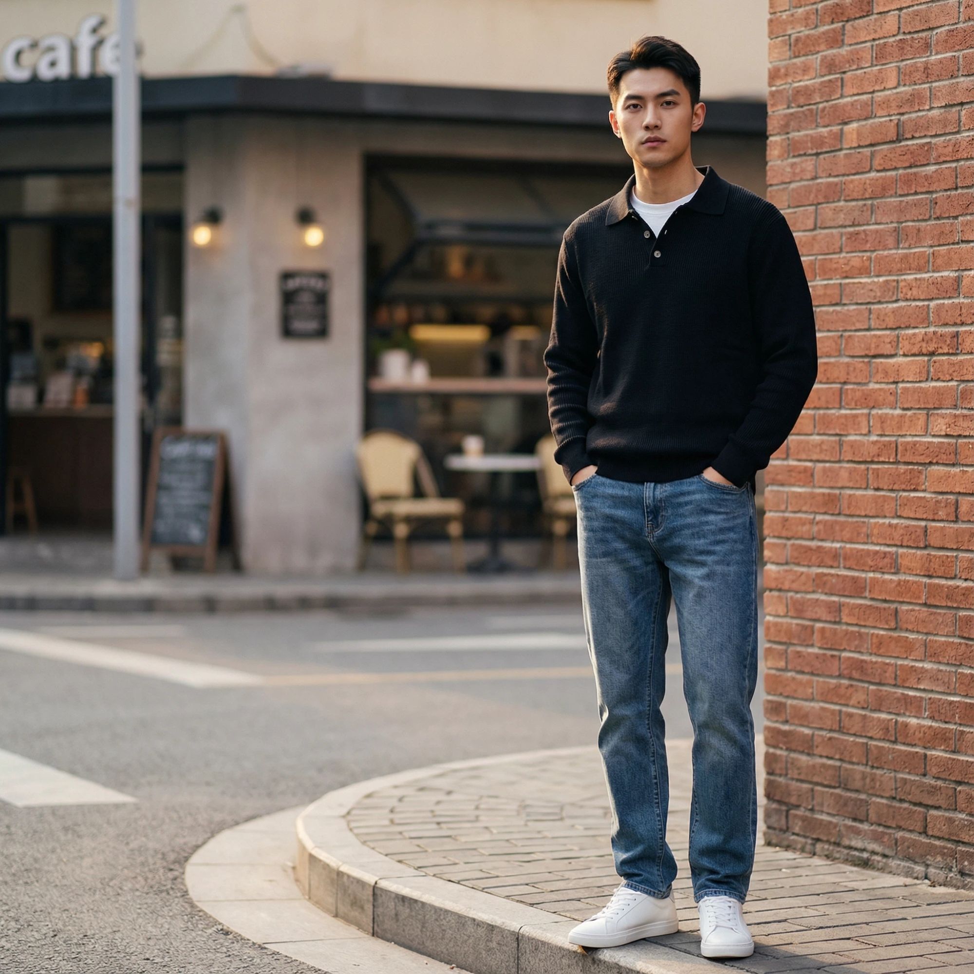 简约男士新款亨利翻领男毛衣针织衫宽松保暖针织外套线衣【CX086】