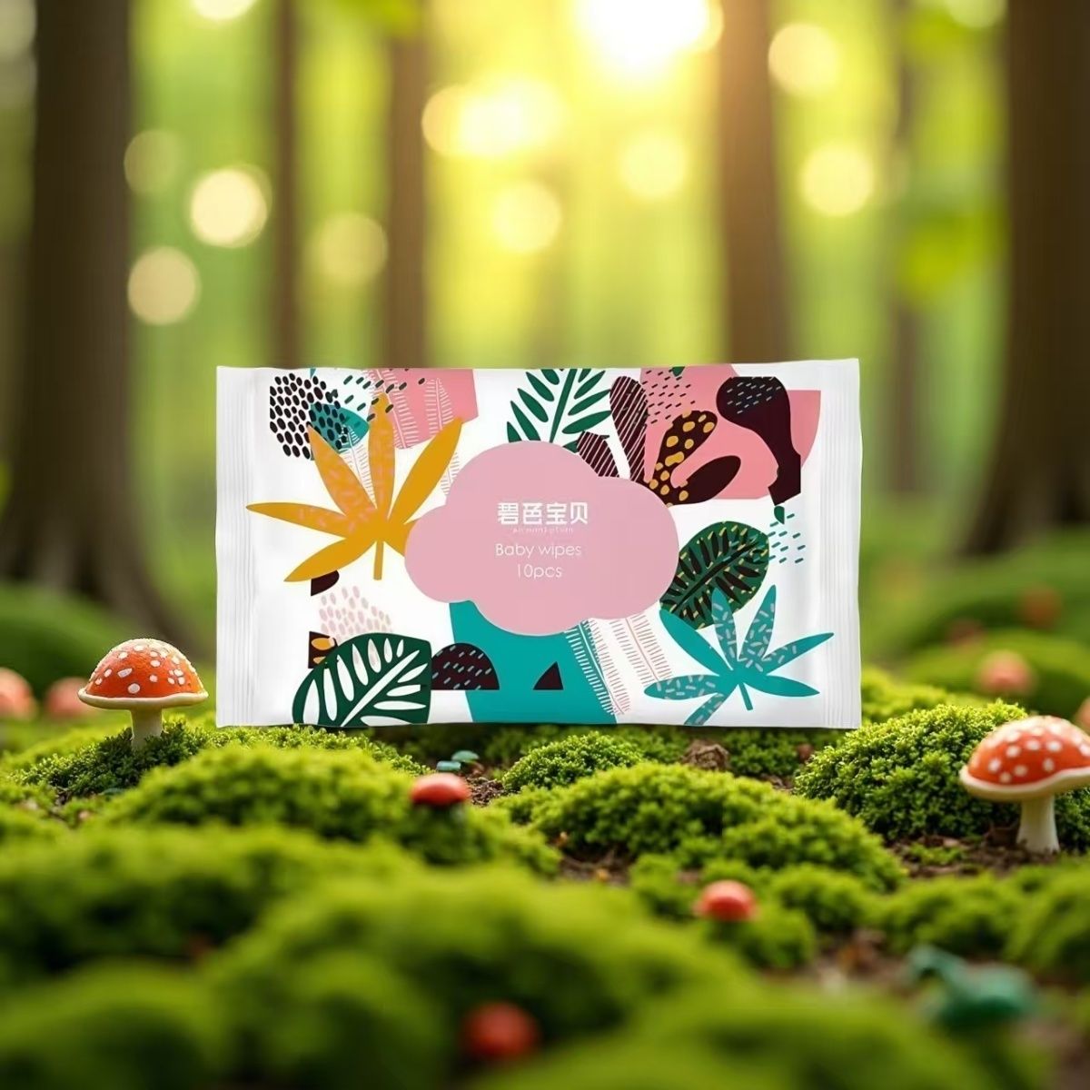 碧芭宝贝小湿巾丛林物语婴儿宝宝植物精华萃取温和10抽旅行装