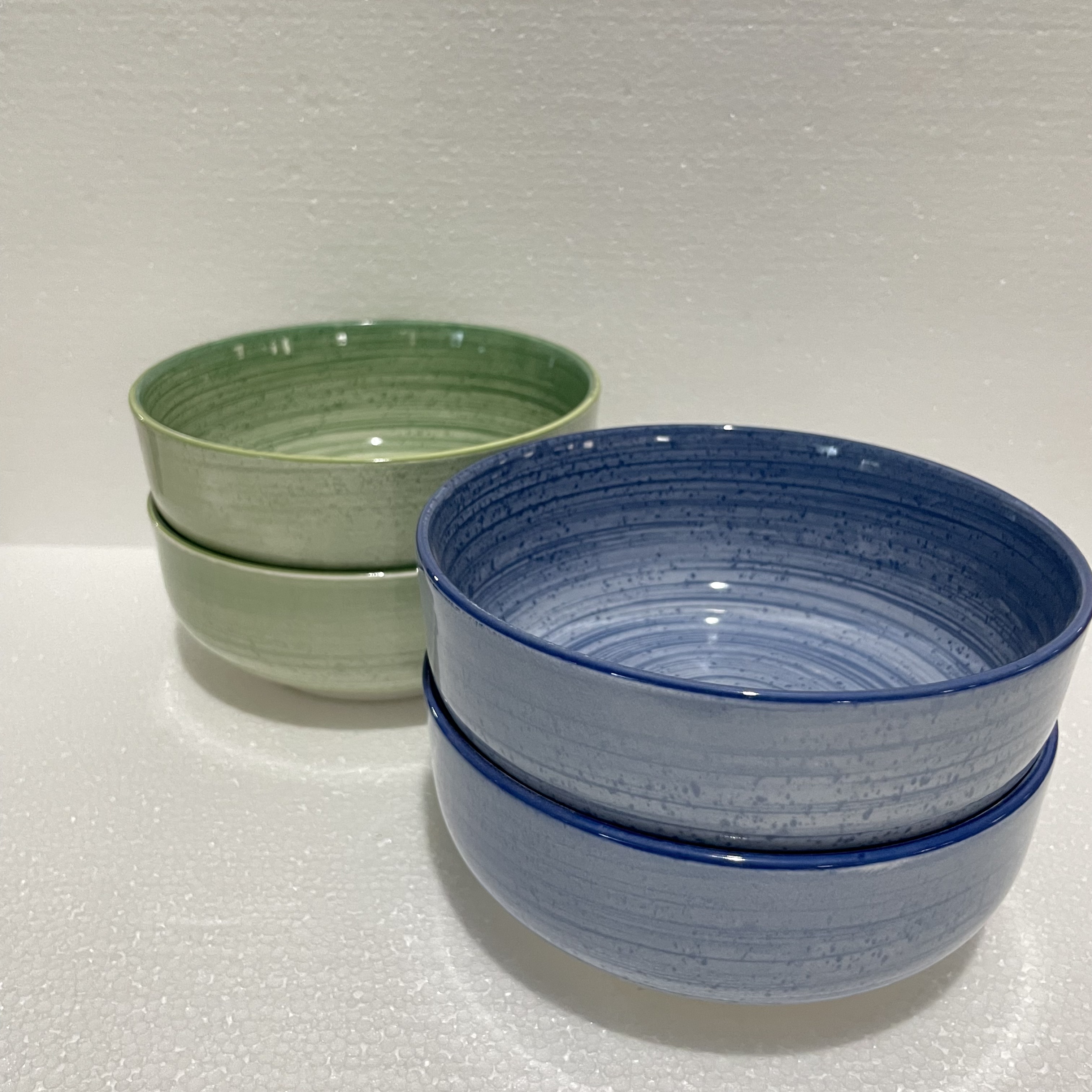 釉下彩-手绘5.5英寸啵啵面碗 绿＋蓝（4个装）