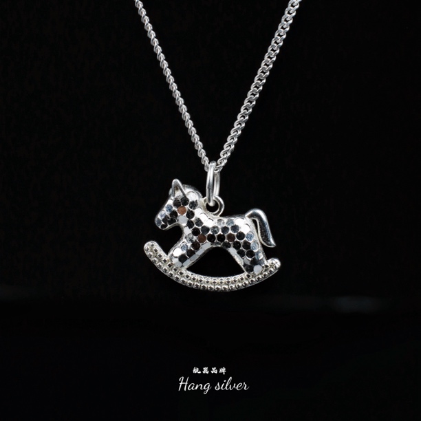 坠链均925银 女款李桢航器品牌s925银复古风小马椅项链