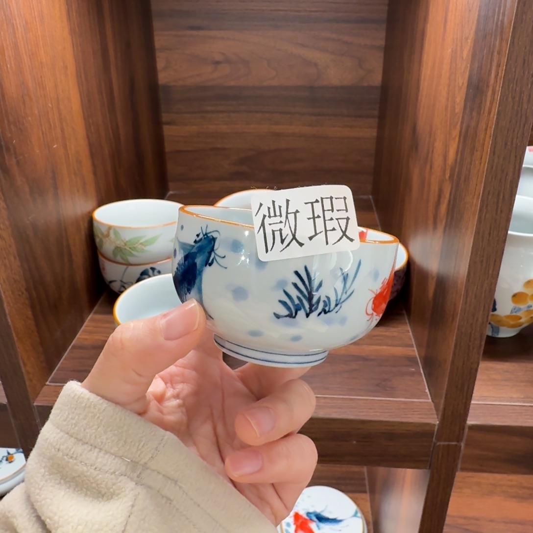 釉下手绘茶具微瑕