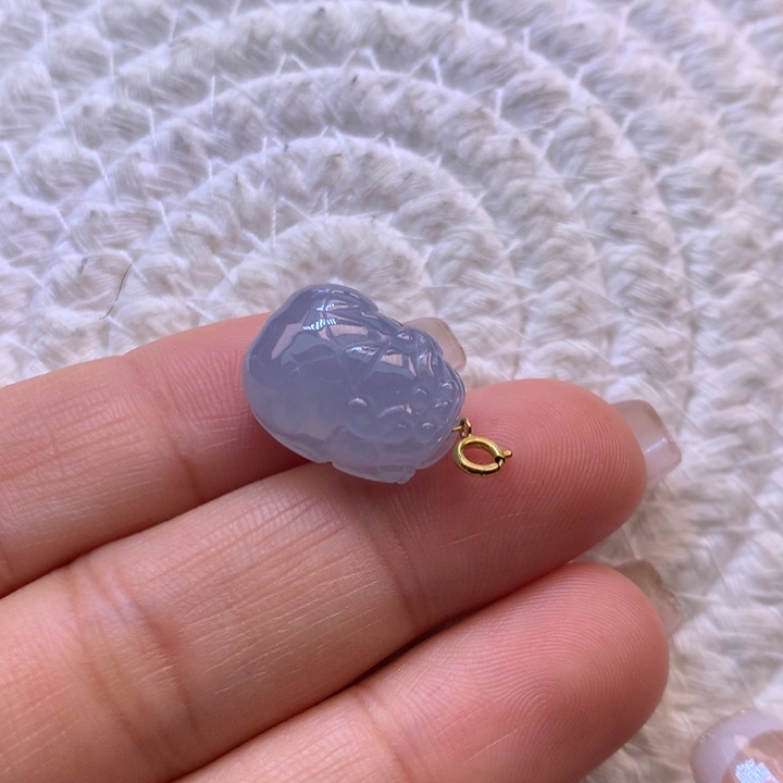 翡翠颈饰18K金镶嵌冰紫貔貅吊坠