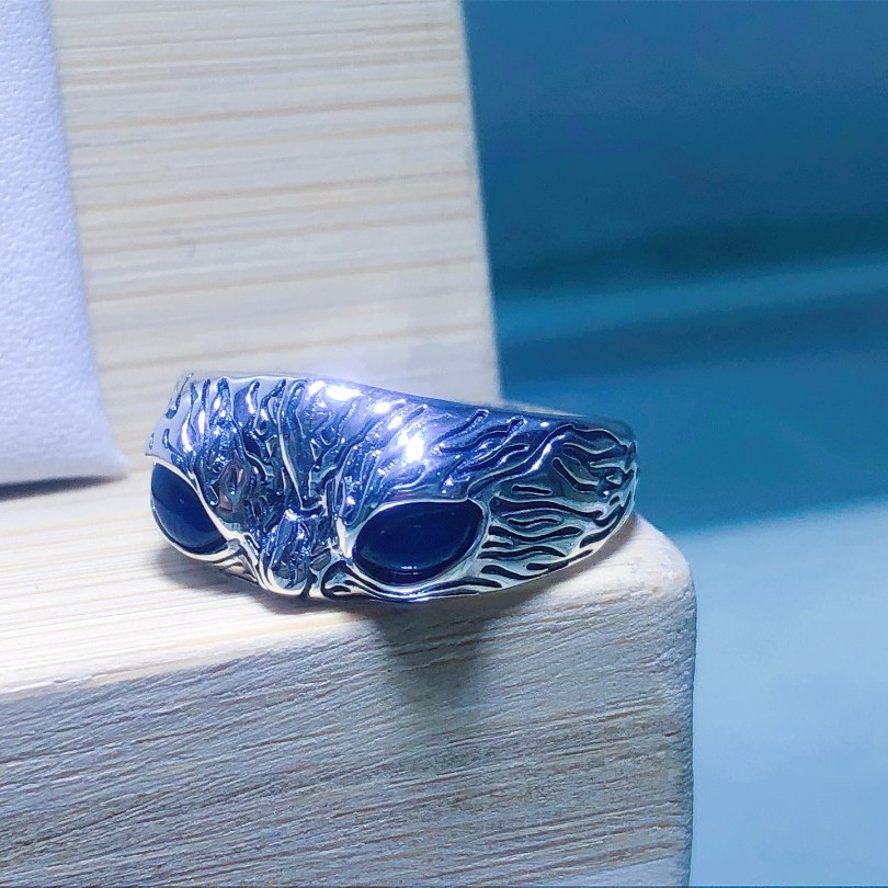 【壹方珠宝*猫头鹰】天然原矿琥珀多米尼加蓝珀设计戒指