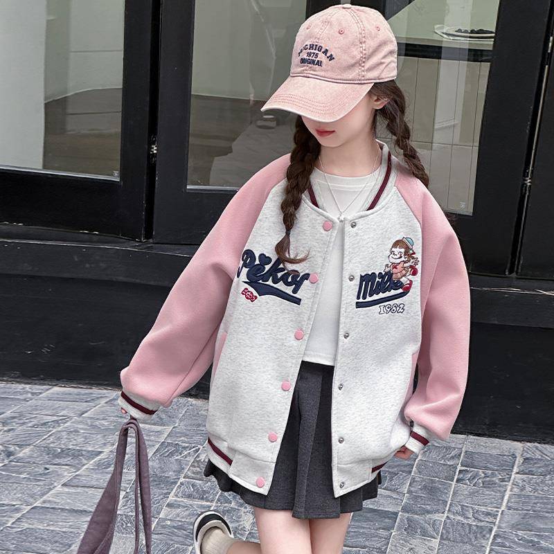 女童棒球服外套秋款2025新款洋气时尚百搭中大童休闲春秋款上衣潮