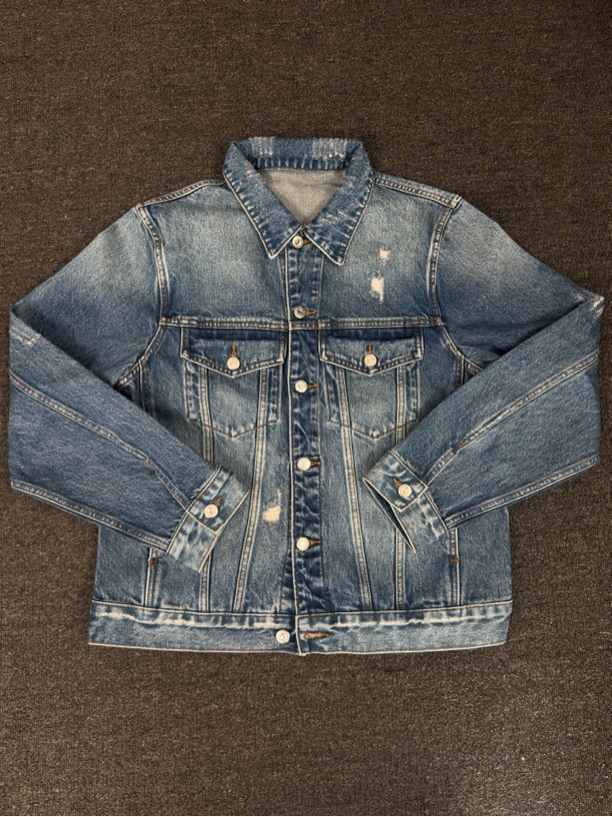 clenfit秋季款破坏正肩14盎司牛仔夹克