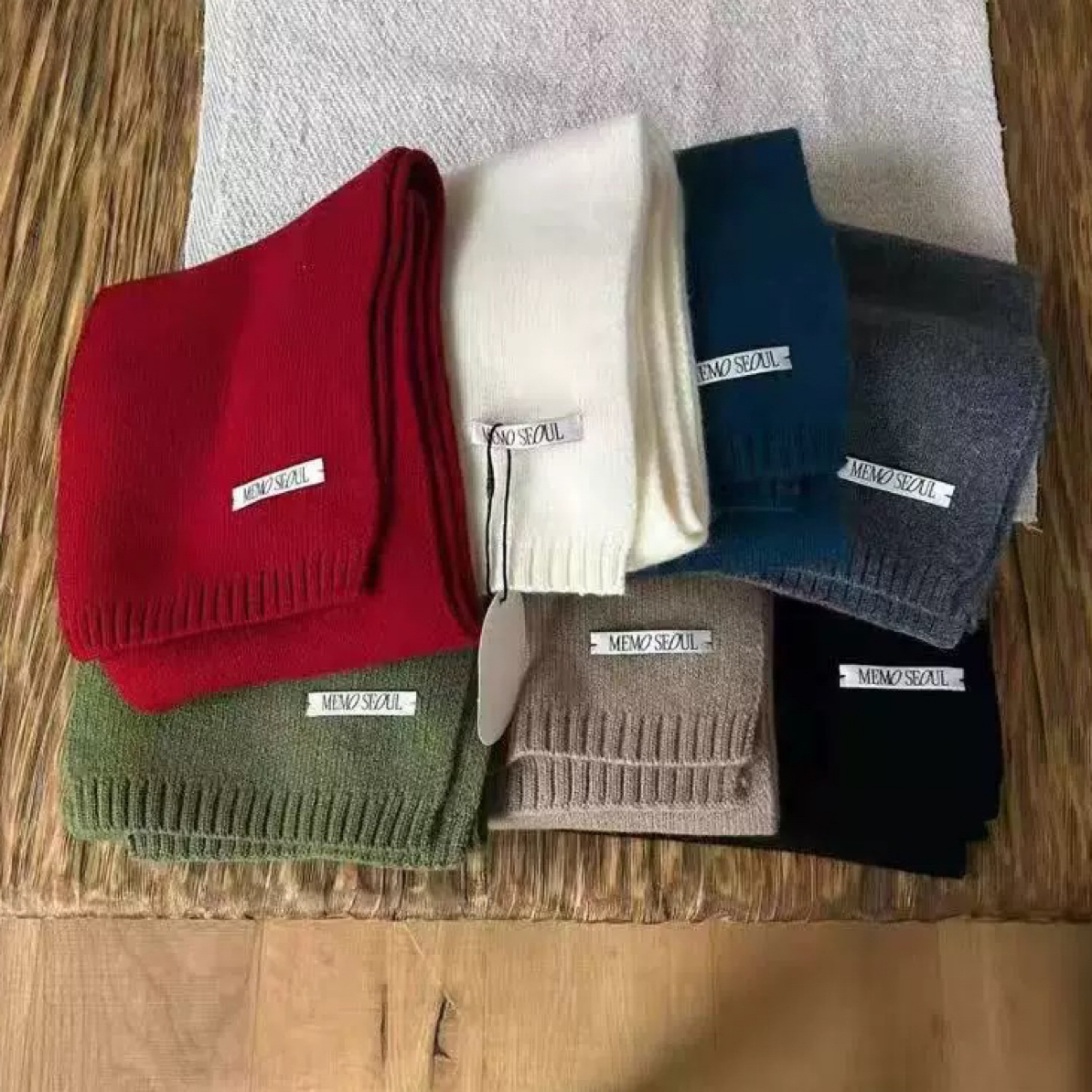 韩国东大门memo韩系温柔纯色羊毛针织围巾毛衣