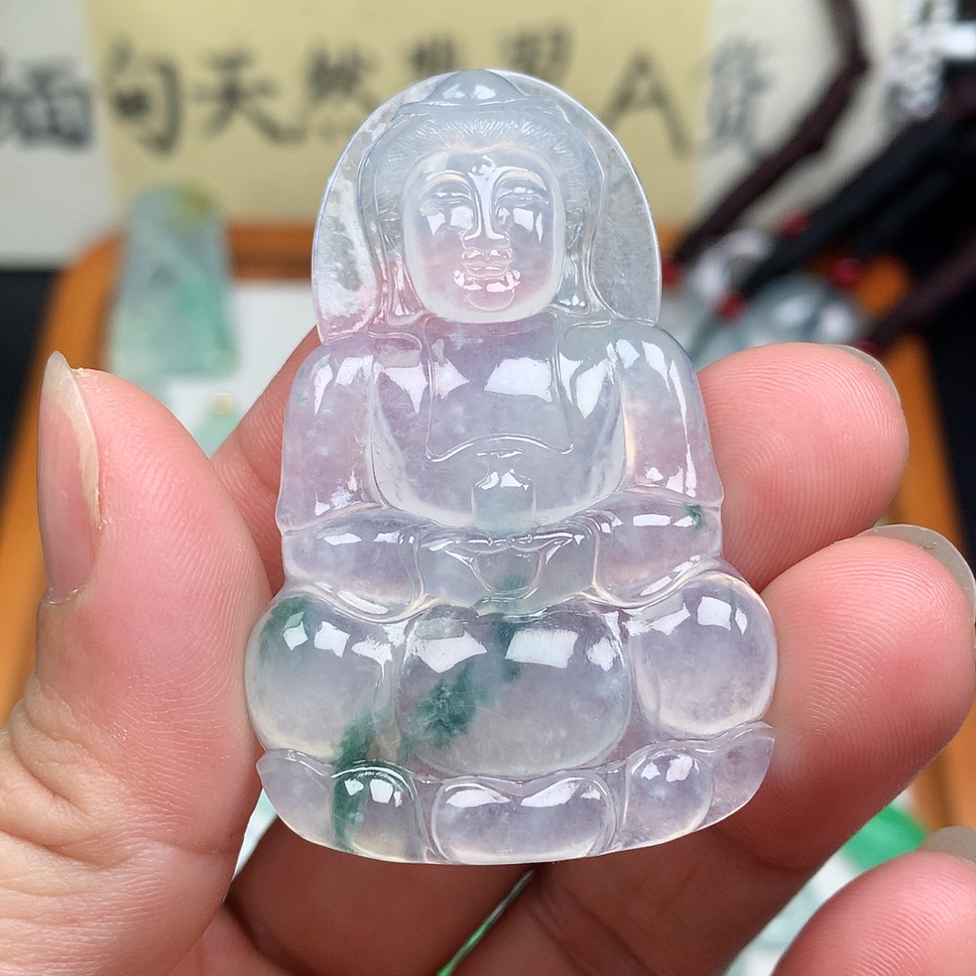 翡翠裸石缅甸天然A货翡翠冰种观音