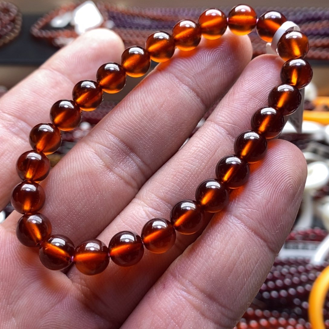 石榴石手链未镶嵌7mm橘色