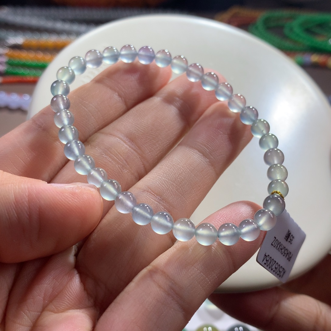 翡翠未镶嵌手链玻璃种清冷梦幻彩刚单圈 卡