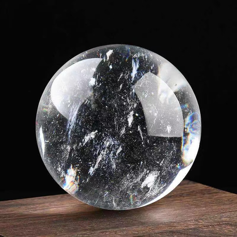 天然白水晶球家居装饰客厅玄关卧室透明解压高档创意液体发光圆形