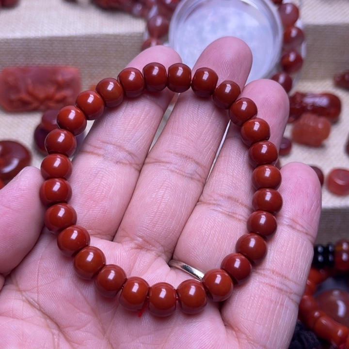 南红玛瑙未镶嵌手链8 M苹果
