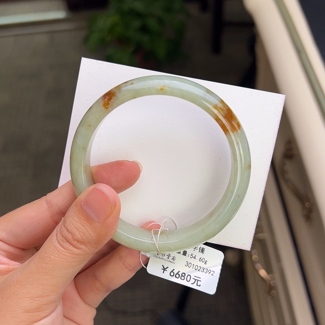 翡翠未镶嵌手镯59红翡桂花糕