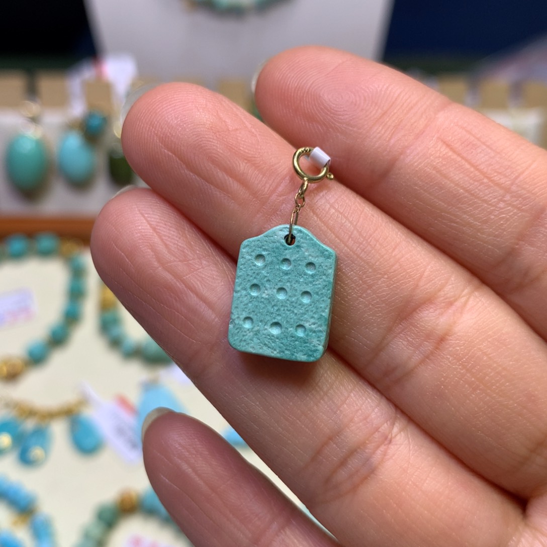 绿松石挂件18K金镶嵌