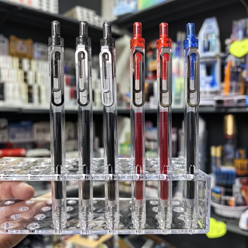 点石0197回形针6支笔混色-黑色中性笔-颜色随机发