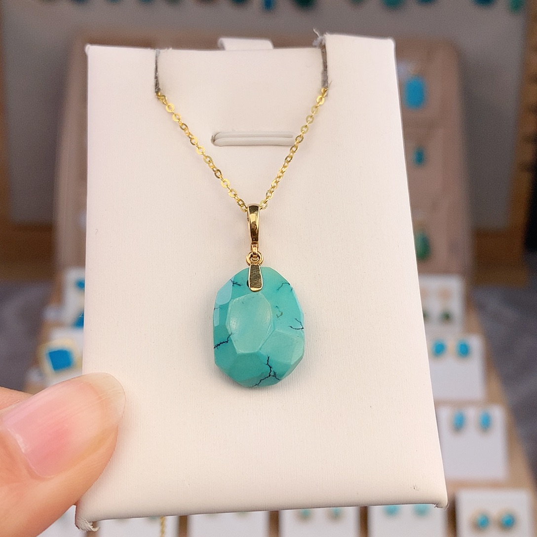 绿松石18K金镶嵌颈饰