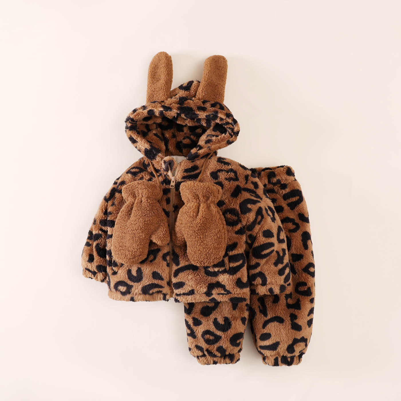 儿童省服新款三层夹棉加绒外穿连帽家居服套装加厚保暖洋气秋冬