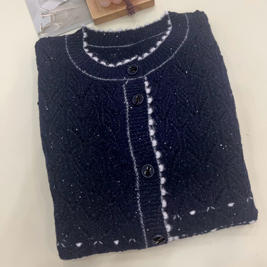 绒品 韩系渐变色浮雕细闪开衫针织衫