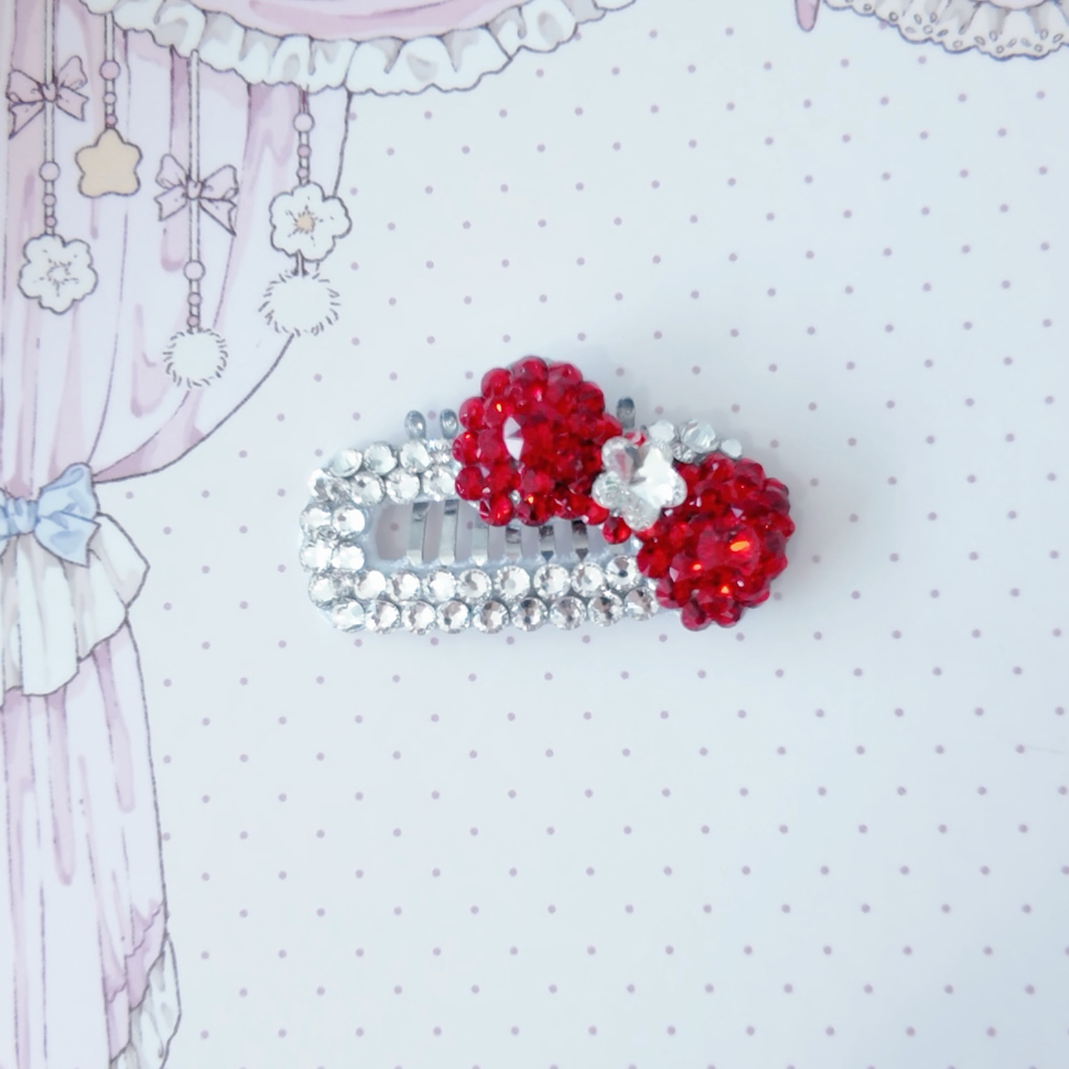 施华洛满钻蝴蝶结宠物发夹2.8bb夹不锈钢