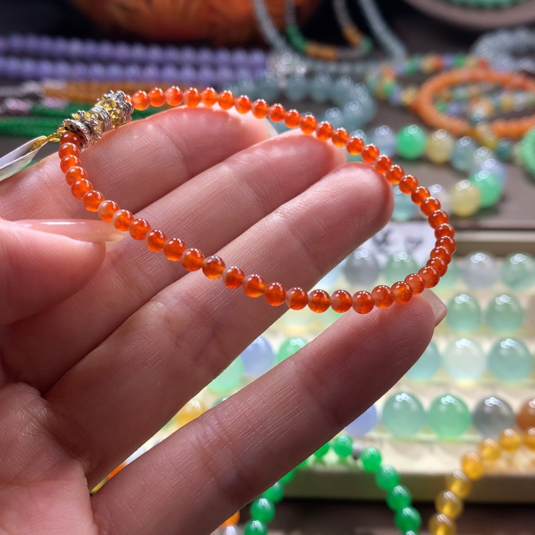 未镶嵌手链翡翠高冰橘红卡3.3