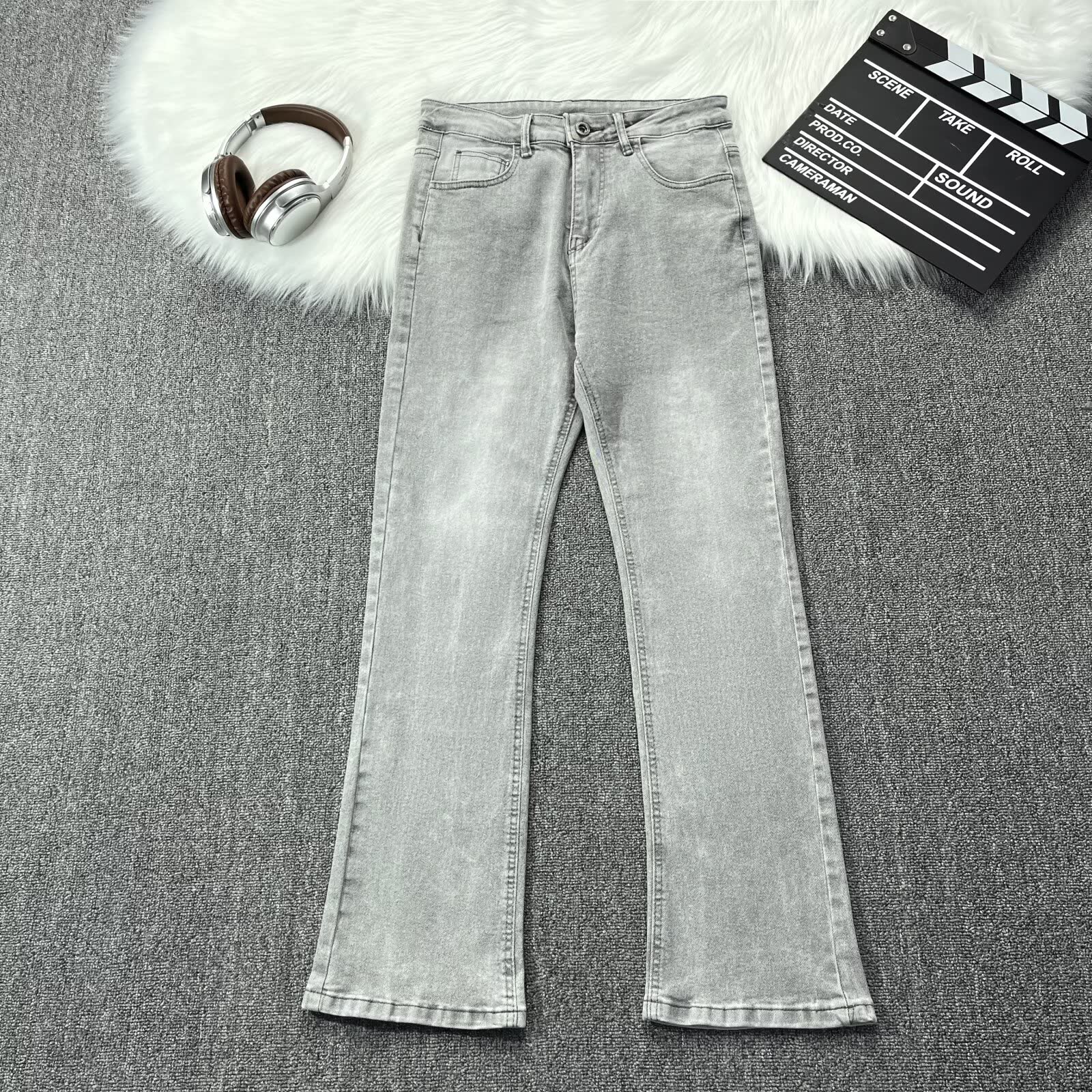 冬季中高腰水洗显瘦牛仔裤时尚弹力裤