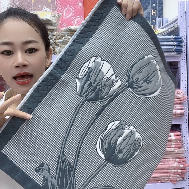 棉灰色郁金香纯棉